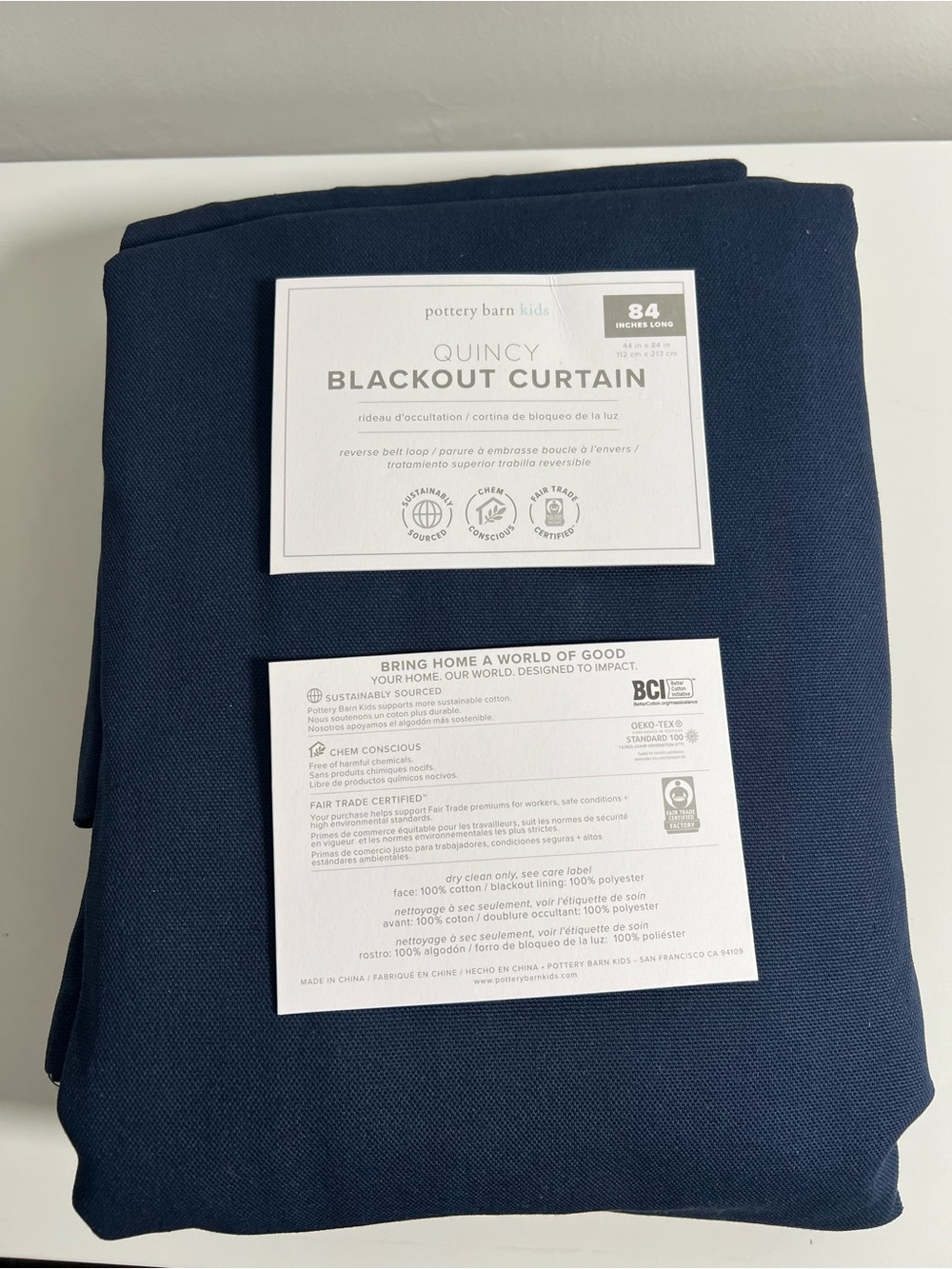 Pottery Barn Kids Quincy Black out panels 84”Lx44”W This is for Two panels